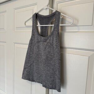 LULULEMON Womens Swiftly Tech Racerback Tank Top Waist Length Size 4 Slate/White